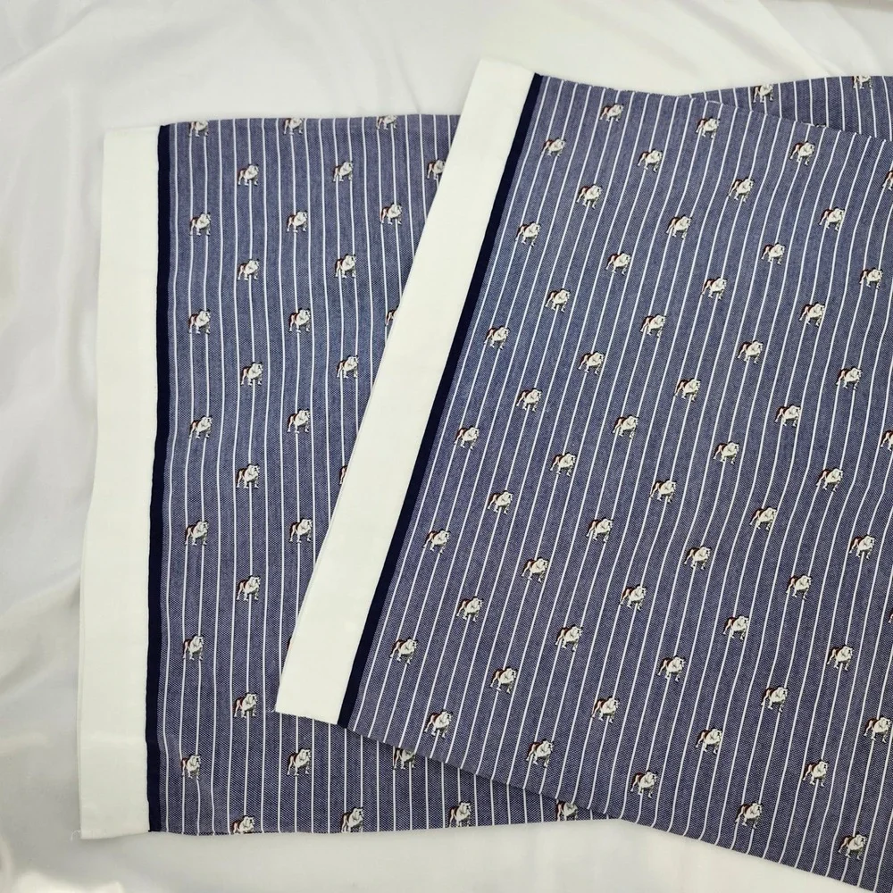 Tommy‎ Hilfiger Home Blue White Stripe Bulldog AOP Set of 2 Standard Pillowcases